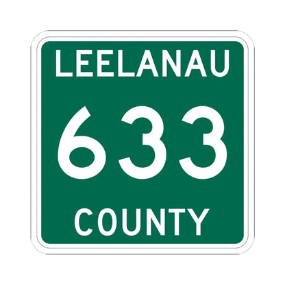 Michigan 633 Leelanau County (Michigan) (Road Sign) STICKER Vinyl Kiss-Cut Decal 4 Inch White - The Sticker Space