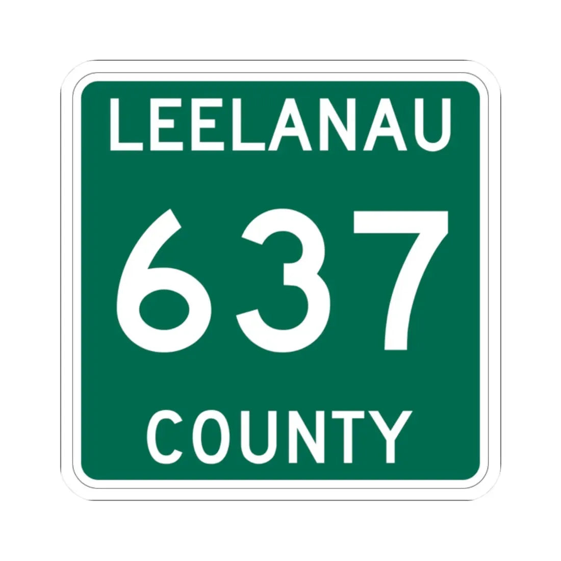 Michigan 637 Leelanau County (Michigan) (Road Sign) STICKER Vinyl Kiss-Cut Decal 2 Inch White - The Sticker Space