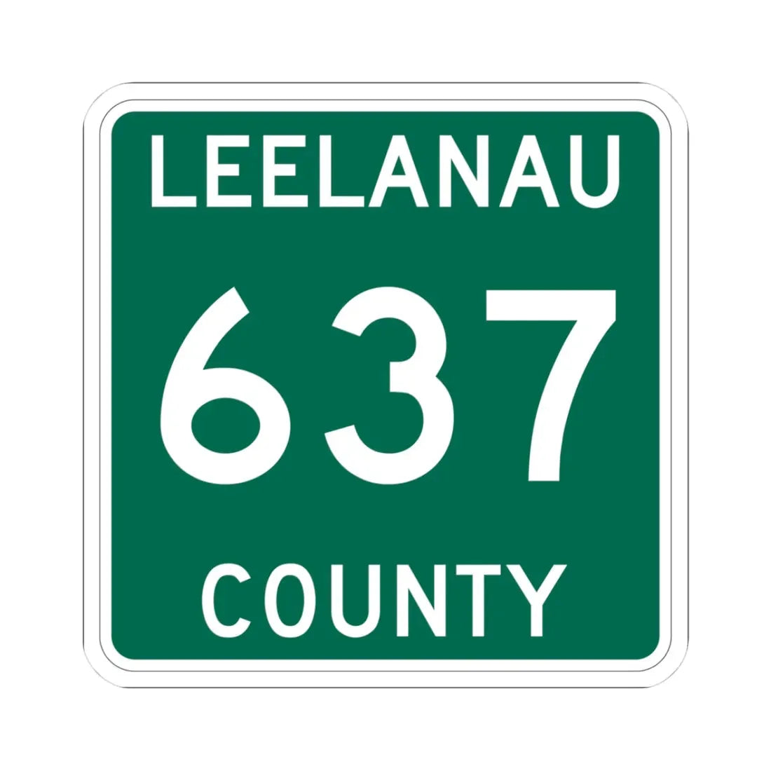 Michigan 637 Leelanau County (Michigan) (Road Sign) STICKER Vinyl Kiss-Cut Decal 3 Inch White - The Sticker Space