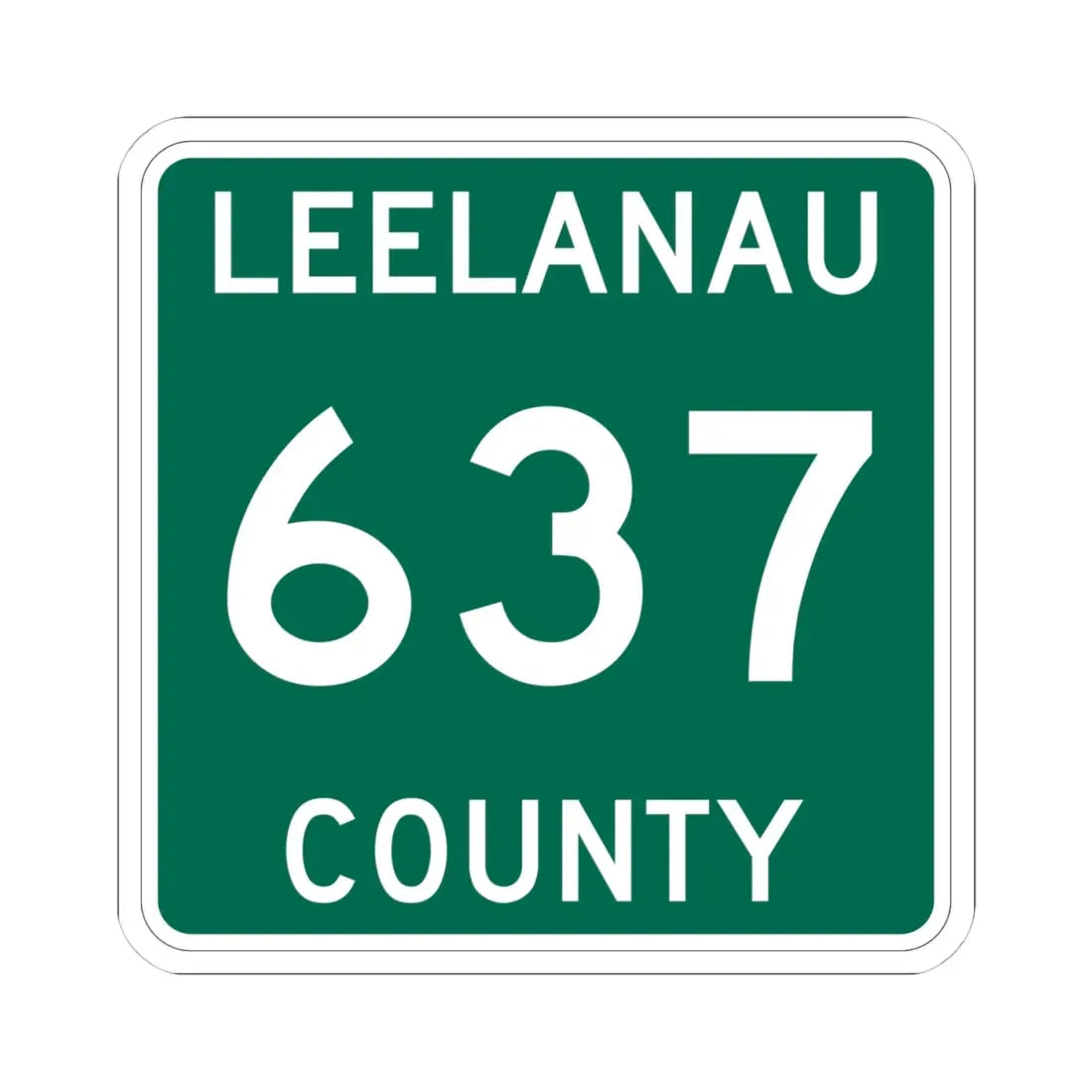 Michigan 637 Leelanau County (Michigan) (Road Sign) STICKER Vinyl Kiss-Cut Decal 4 Inch White - The Sticker Space
