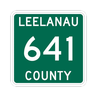 Michigan 641 Leelanau County (Michigan) (Road Sign) STICKER Vinyl Kiss-Cut Decal 4 Inch White - The Sticker Space