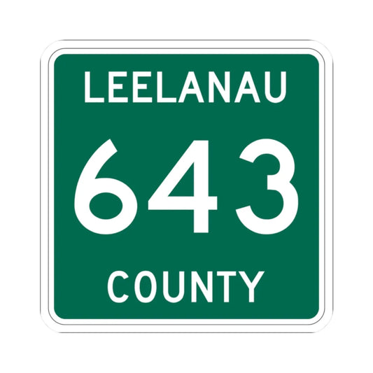 Michigan 643 Leelanau County (Michigan) (Road Sign) STICKER Vinyl Kiss-Cut Decal 2 Inch White - The Sticker Space