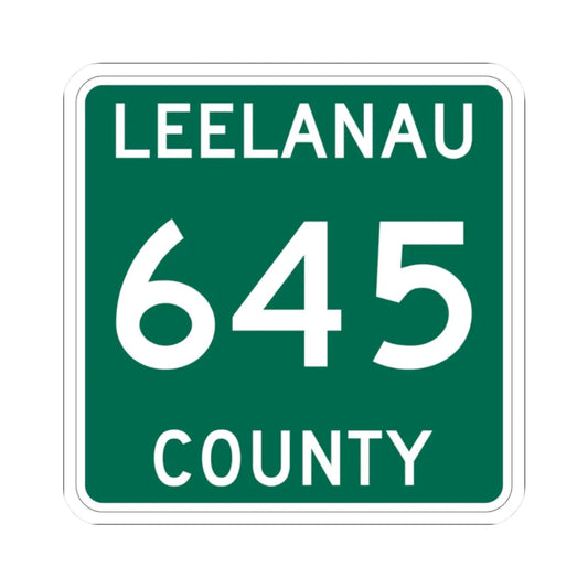 Michigan 645 Leelanau County (Michigan) (Road Sign) STICKER Vinyl Kiss-Cut Decal 2 Inch White - The Sticker Space