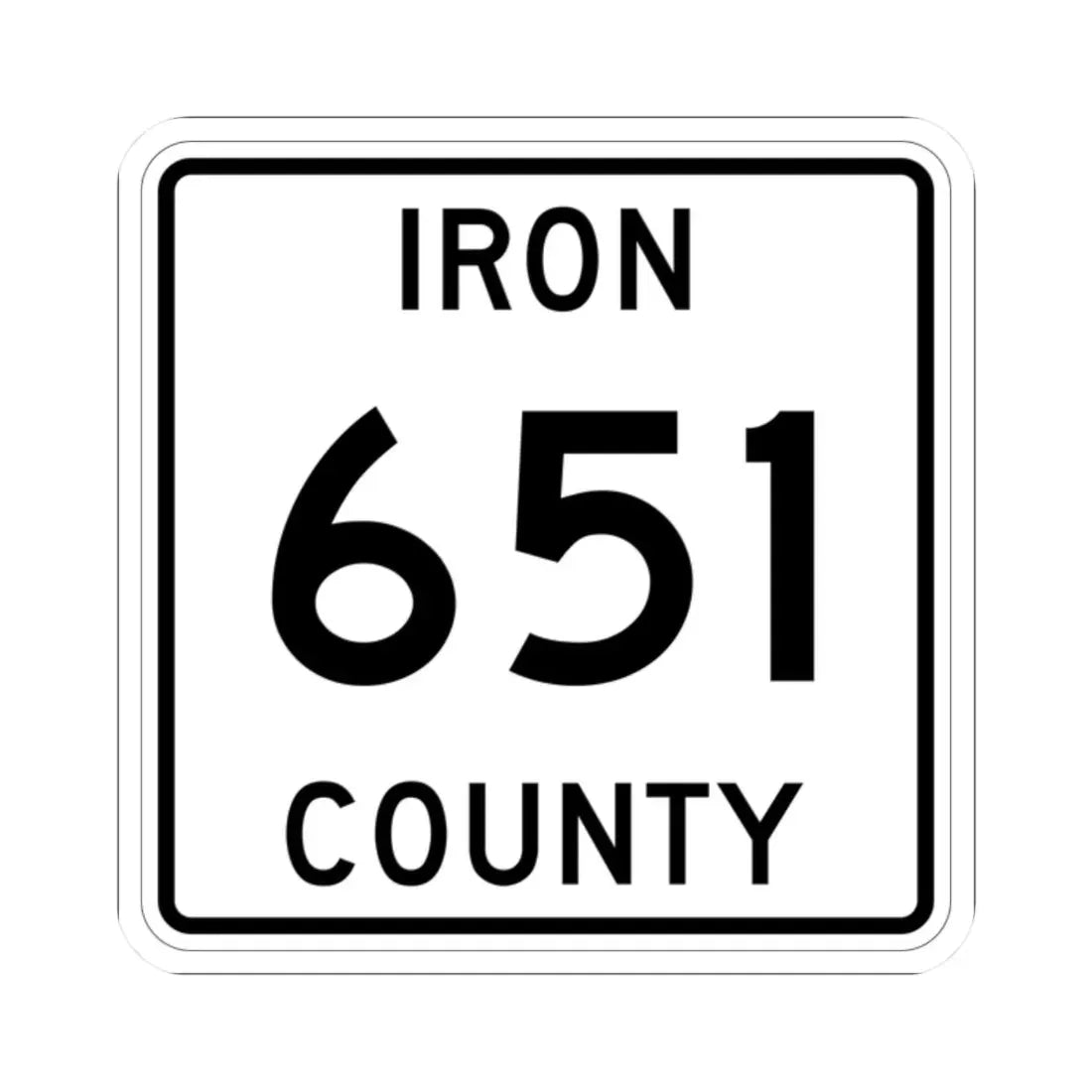 Michigan 651 Iron County (Michigan) (Road Sign) STICKER Vinyl Kiss-Cut Decal 2 Inch White - The Sticker Space