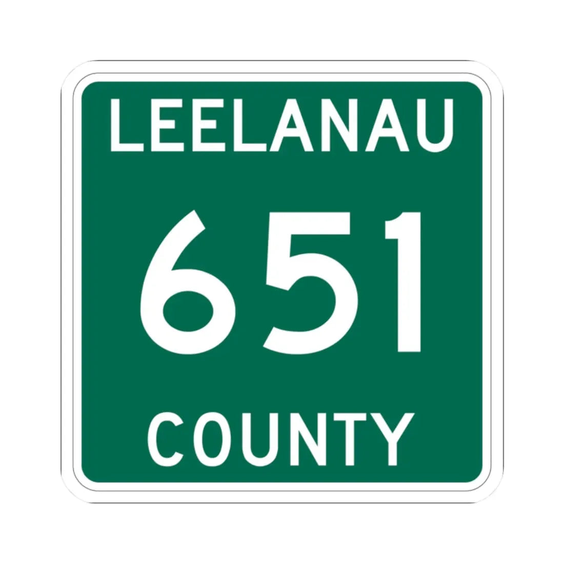 Michigan 651 Leelanau County (Michigan) (Road Sign) STICKER Vinyl Kiss-Cut Decal 2 Inch White - The Sticker Space