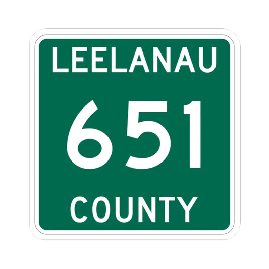 Michigan 651 Leelanau County (Michigan) (Road Sign) STICKER Vinyl Kiss-Cut Decal 2 Inch White - The Sticker Space