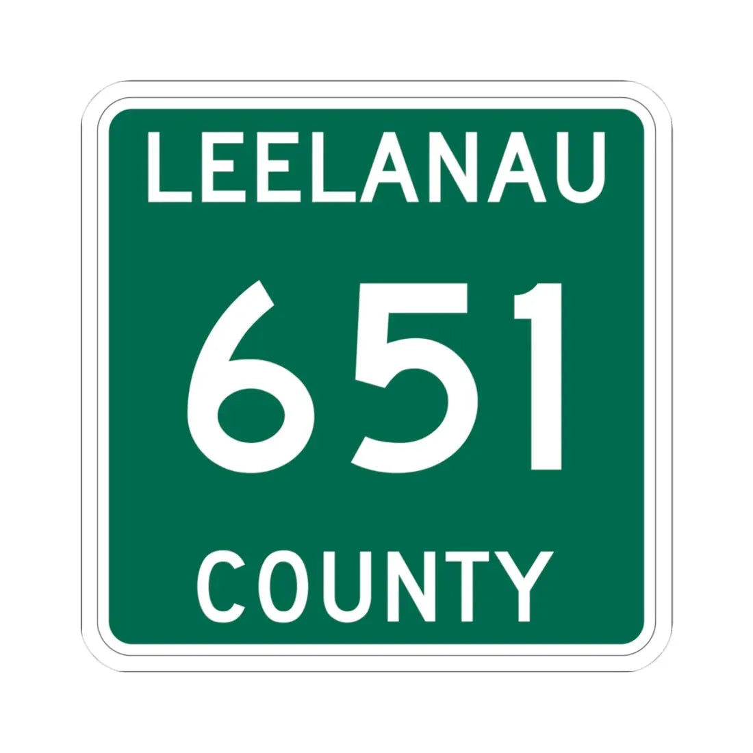 Michigan 651 Leelanau County (Michigan) (Road Sign) STICKER Vinyl Kiss-Cut Decal 3 Inch White - The Sticker Space