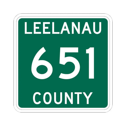 Michigan 651 Leelanau County (Michigan) (Road Sign) STICKER Vinyl Kiss-Cut Decal 6 Inch White - The Sticker Space
