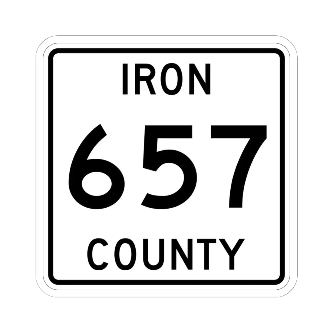 Michigan 657 Iron County (Michigan) (Road Sign) STICKER Vinyl Kiss-Cut Decal 6 Inch White - The Sticker Space