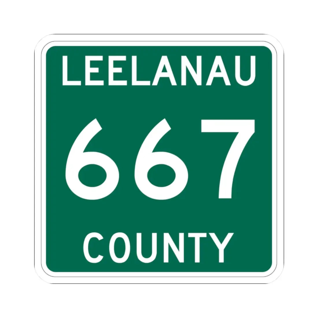 Michigan 667 Leelanau County (Michigan) (Road Sign) STICKER Vinyl Kiss-Cut Decal 2 Inch White - The Sticker Space