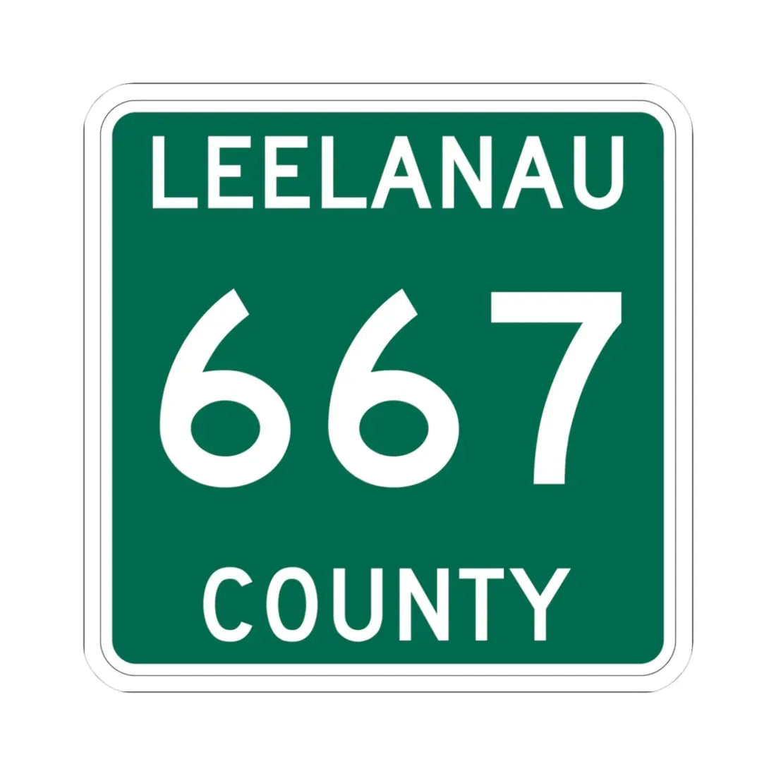 Michigan 667 Leelanau County (Michigan) (Road Sign) STICKER Vinyl Kiss-Cut Decal 3 Inch White - The Sticker Space