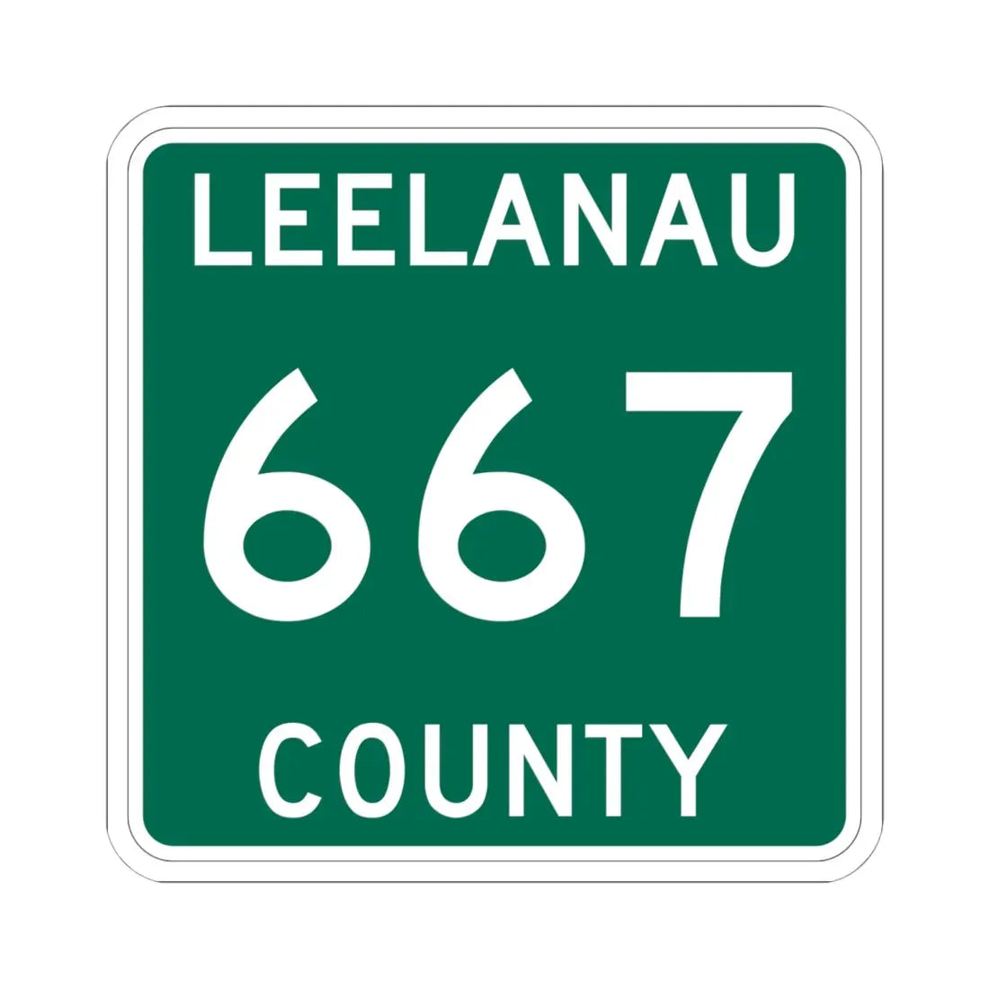 Michigan 667 Leelanau County (Michigan) (Road Sign) STICKER Vinyl Kiss-Cut Decal 6 Inch White - The Sticker Space