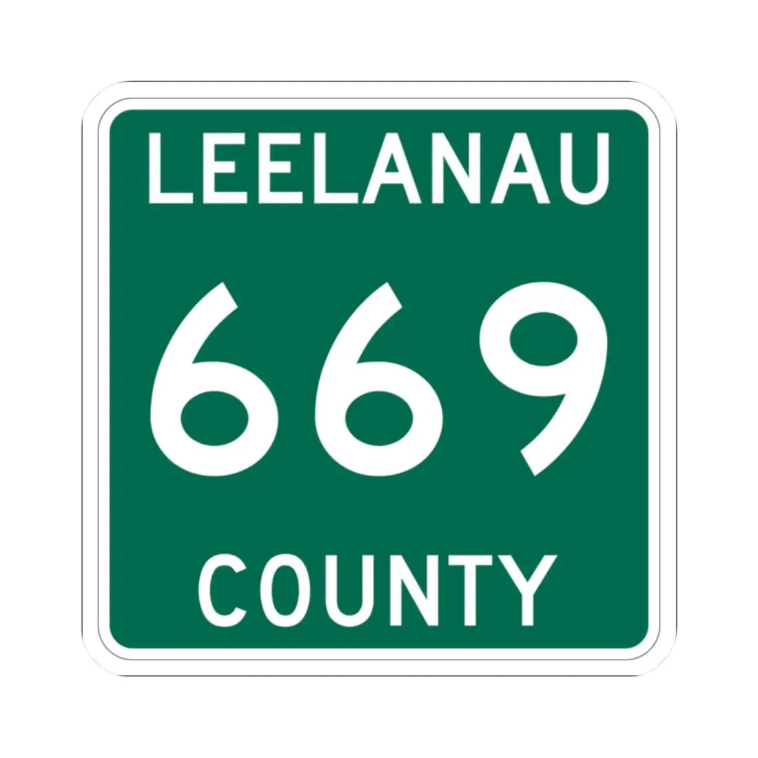 Michigan 669 Leelanau County (Michigan) (Road Sign) STICKER Vinyl Kiss-Cut Decal 2 Inch White - The Sticker Space