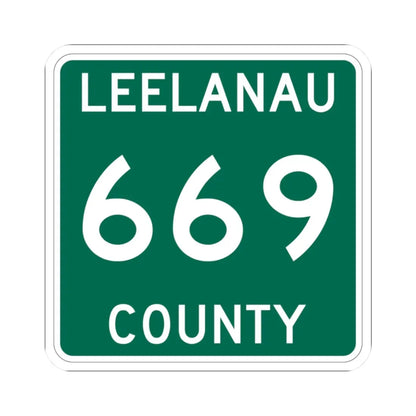 Michigan 669 Leelanau County (Michigan) (Road Sign) STICKER Vinyl Kiss-Cut Decal 2 Inch White - The Sticker Space