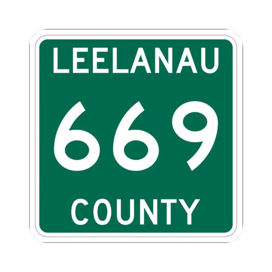 Michigan 669 Leelanau County (Michigan) (Road Sign) STICKER Vinyl Kiss-Cut Decal 2 Inch White - The Sticker Space