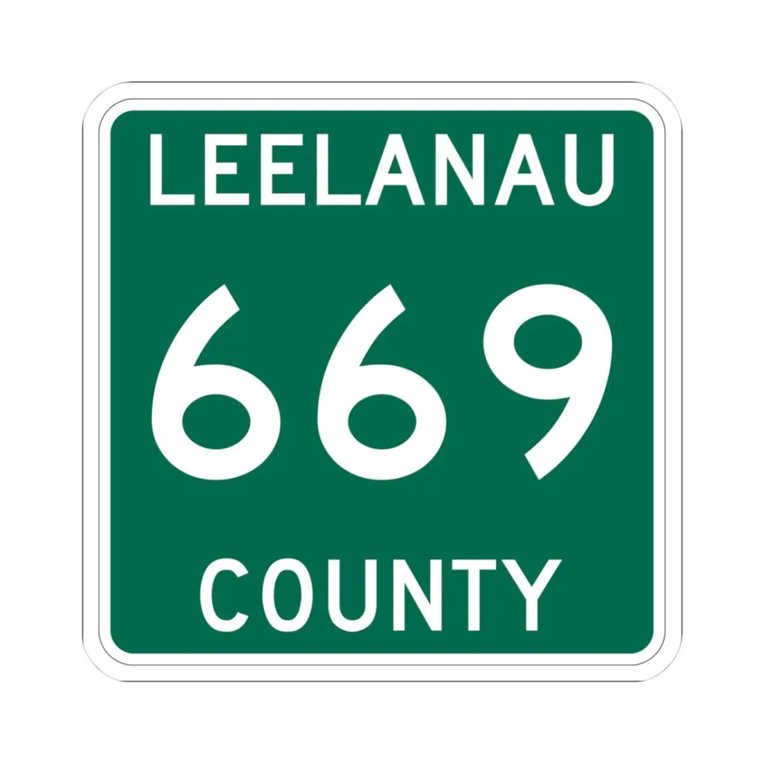 Michigan 669 Leelanau County (Michigan) (Road Sign) STICKER Vinyl Kiss-Cut Decal 3 Inch White - The Sticker Space