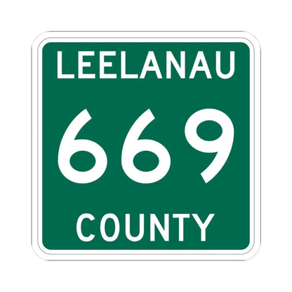 Michigan 669 Leelanau County (Michigan) (Road Sign) STICKER Vinyl Kiss-Cut Decal 3 Inch White - The Sticker Space