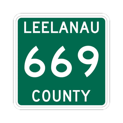 Michigan 669 Leelanau County (Michigan) (Road Sign) STICKER Vinyl Kiss-Cut Decal 4 Inch White - The Sticker Space