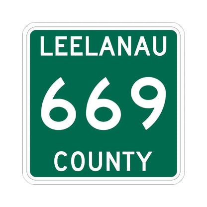 Michigan 669 Leelanau County (Michigan) (Road Sign) STICKER Vinyl Kiss-Cut Decal 6 Inch White - The Sticker Space
