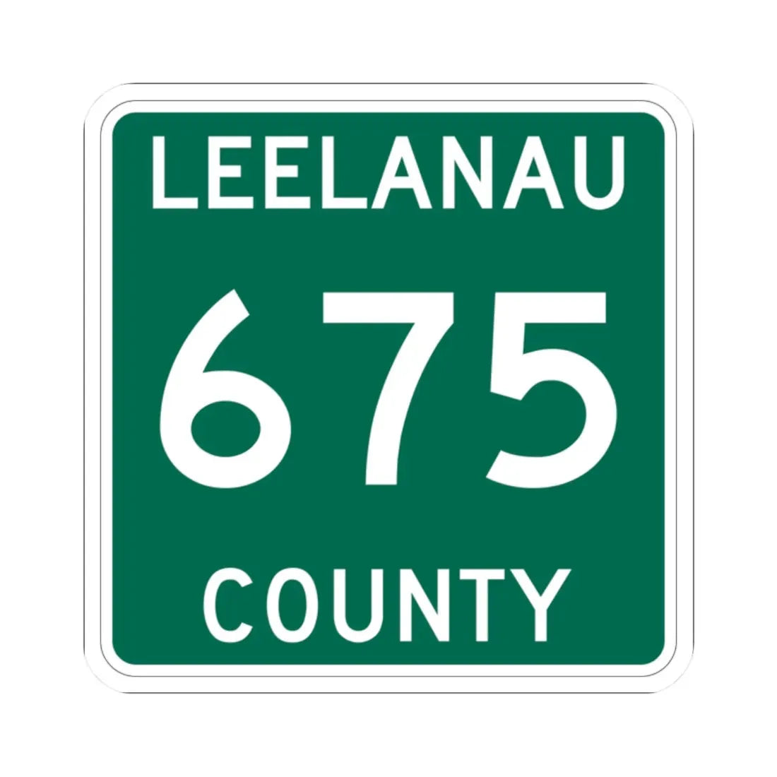 Michigan 675 Leelanau County (Michigan) (Road Sign) STICKER Vinyl Kiss-Cut Decal 2 Inch White - The Sticker Space