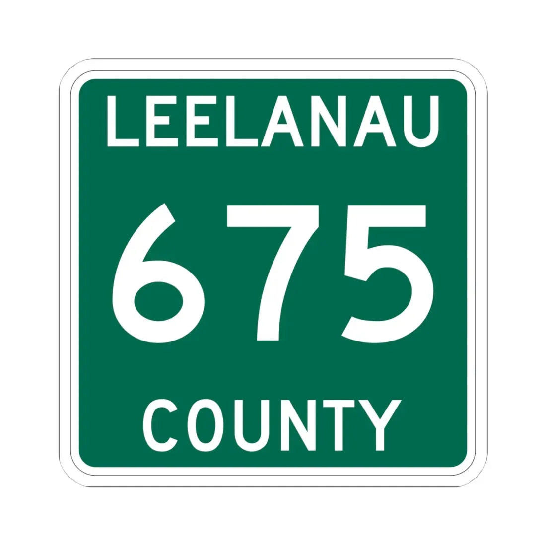 Michigan 675 Leelanau County (Michigan) (Road Sign) STICKER Vinyl Kiss-Cut Decal 4 Inch White - The Sticker Space