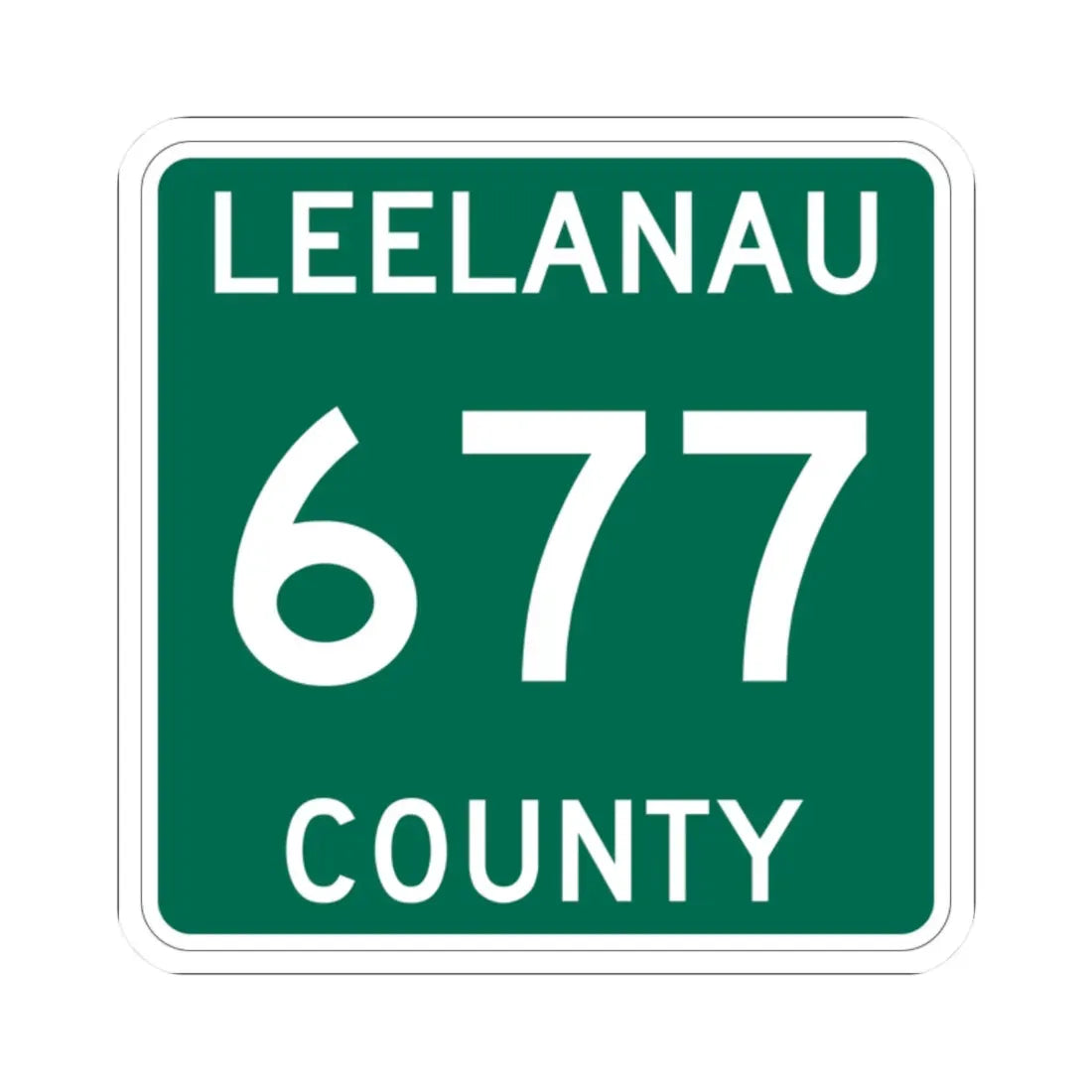 Michigan 677 Leelanau County (Michigan) (Road Sign) STICKER Vinyl Kiss-Cut Decal 2 Inch White - The Sticker Space