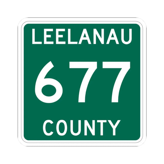 Michigan 677 Leelanau County (Michigan) (Road Sign) STICKER Vinyl Kiss-Cut Decal 2 Inch White - The Sticker Space