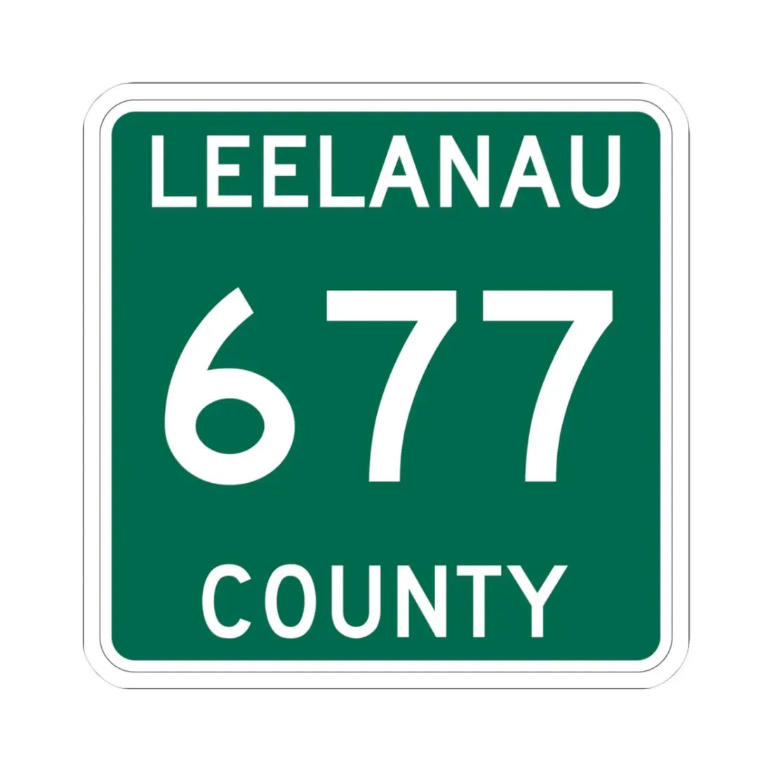 Michigan 677 Leelanau County (Michigan) (Road Sign) STICKER Vinyl Kiss-Cut Decal 3 Inch White - The Sticker Space