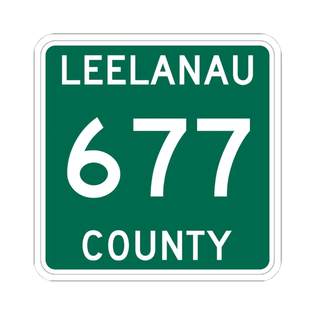 Michigan 677 Leelanau County (Michigan) (Road Sign) STICKER Vinyl Kiss-Cut Decal 4 Inch White - The Sticker Space