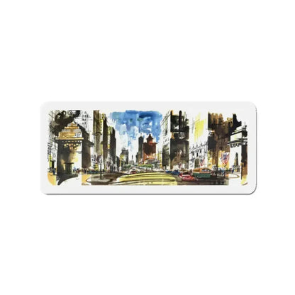 Michigan Avenue North of the Bridg (Magazine Illustration) Refrigerator Magnet 2 Inch - The Sticker Space