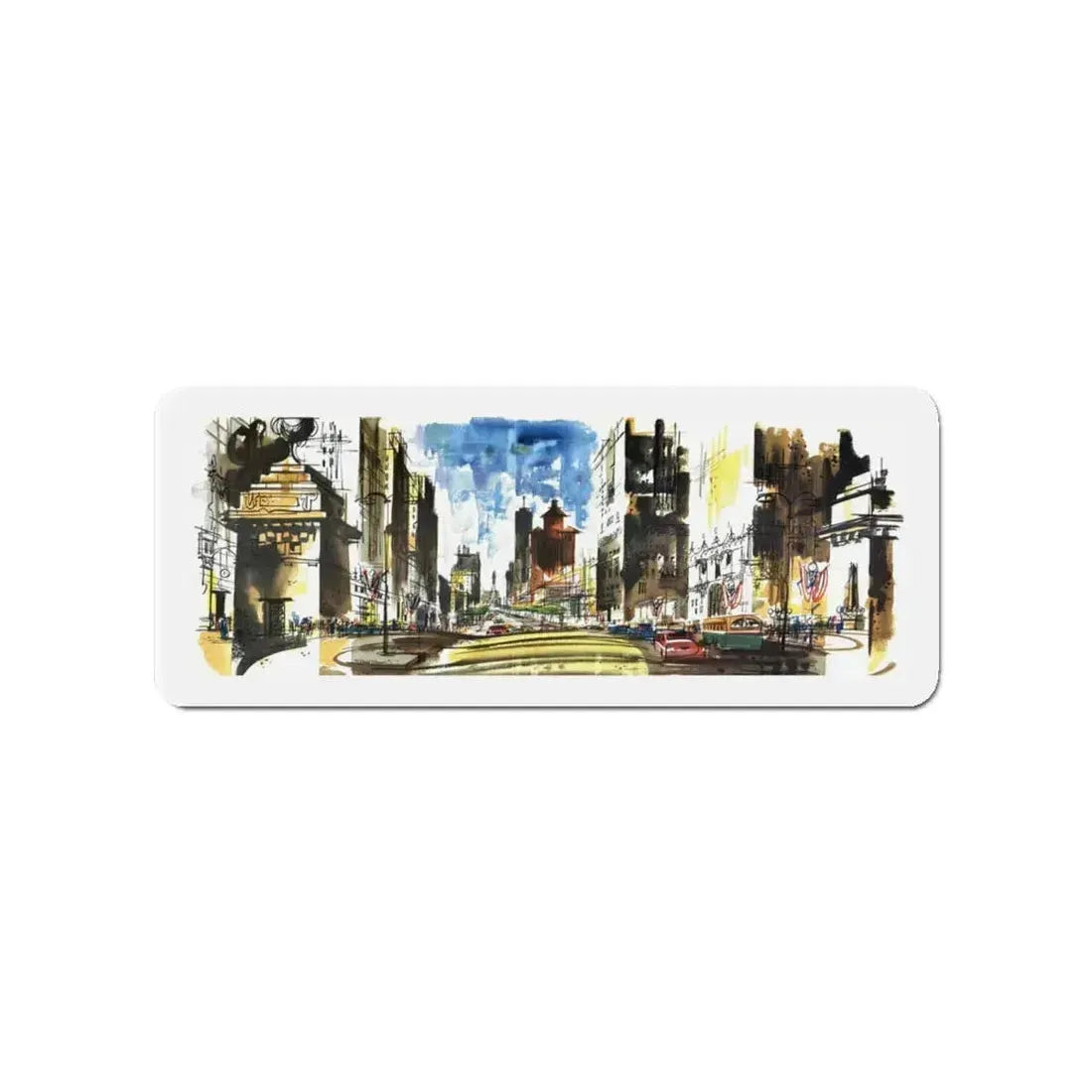 Michigan Avenue North of the Bridg (Magazine Illustration) Refrigerator Magnet 4 Inch - The Sticker Space