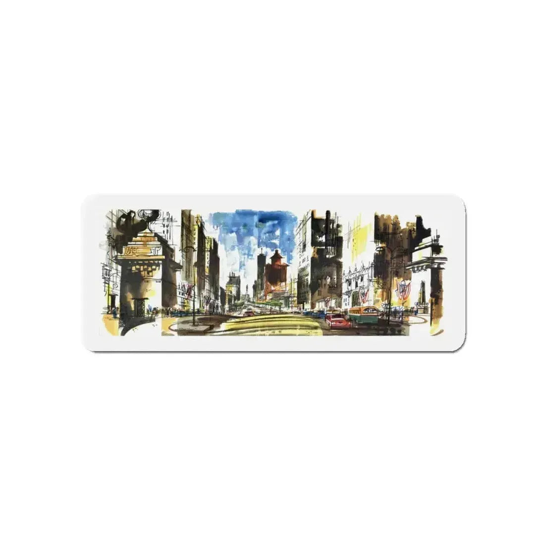 Michigan Avenue North of the Bridg (Magazine Illustration) Refrigerator Magnet 5 Inch - The Sticker Space