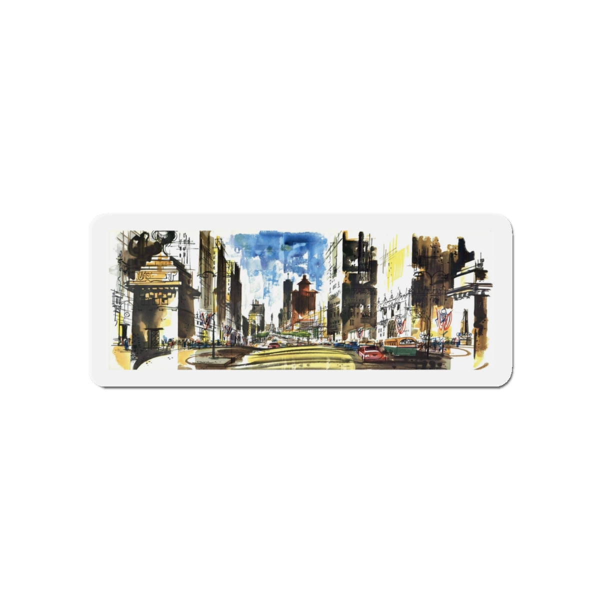 Michigan Avenue North of the Bridg (Magazine Illustration) Refrigerator Magnet