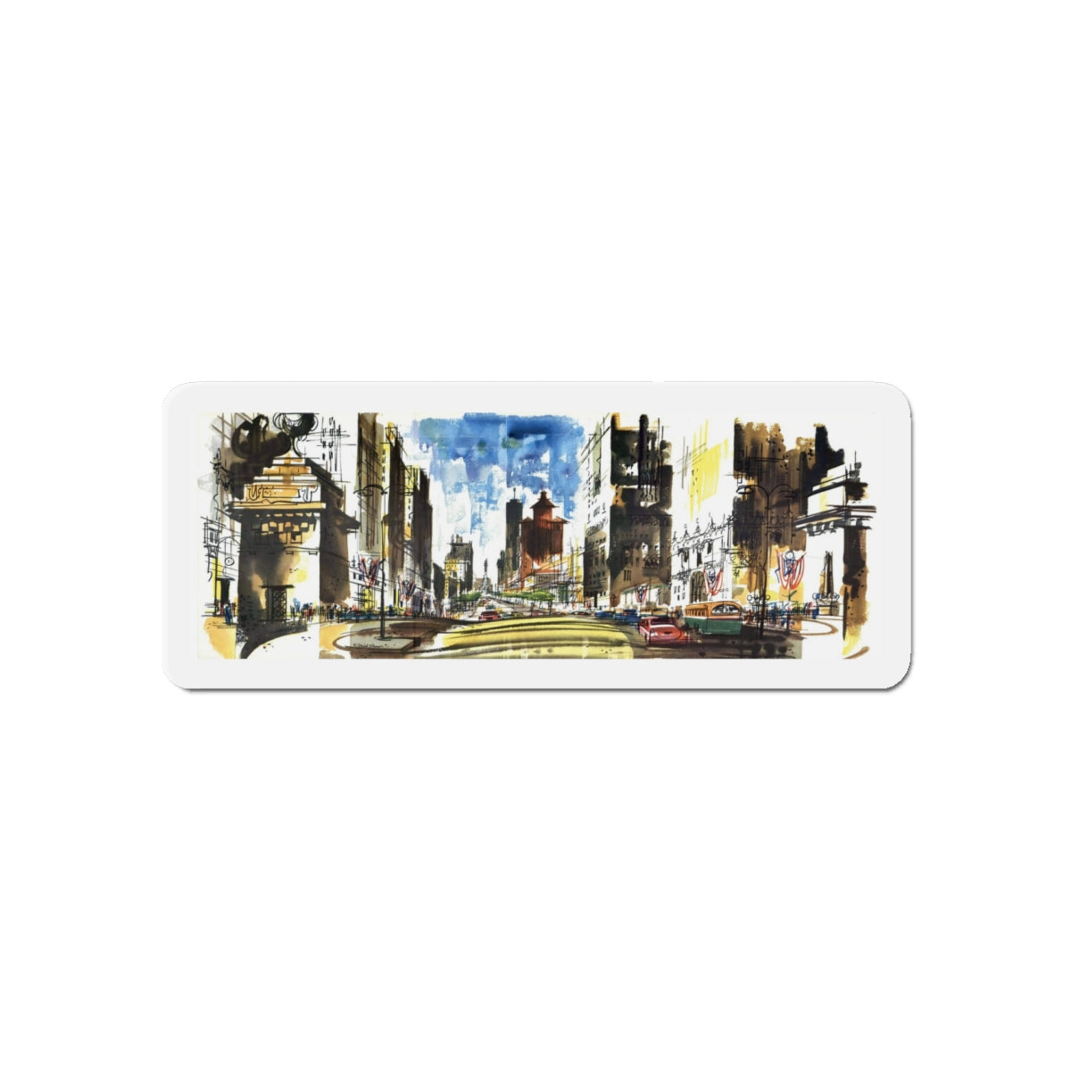 Michigan Avenue North of the Bridg (Magazine Illustration) Refrigerator Magnet