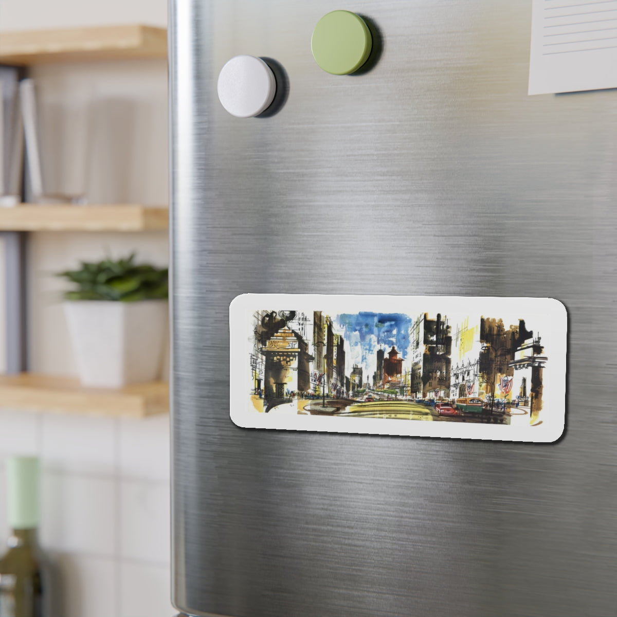 Michigan Avenue North of the Bridg (Magazine Illustration) Refrigerator Magnet