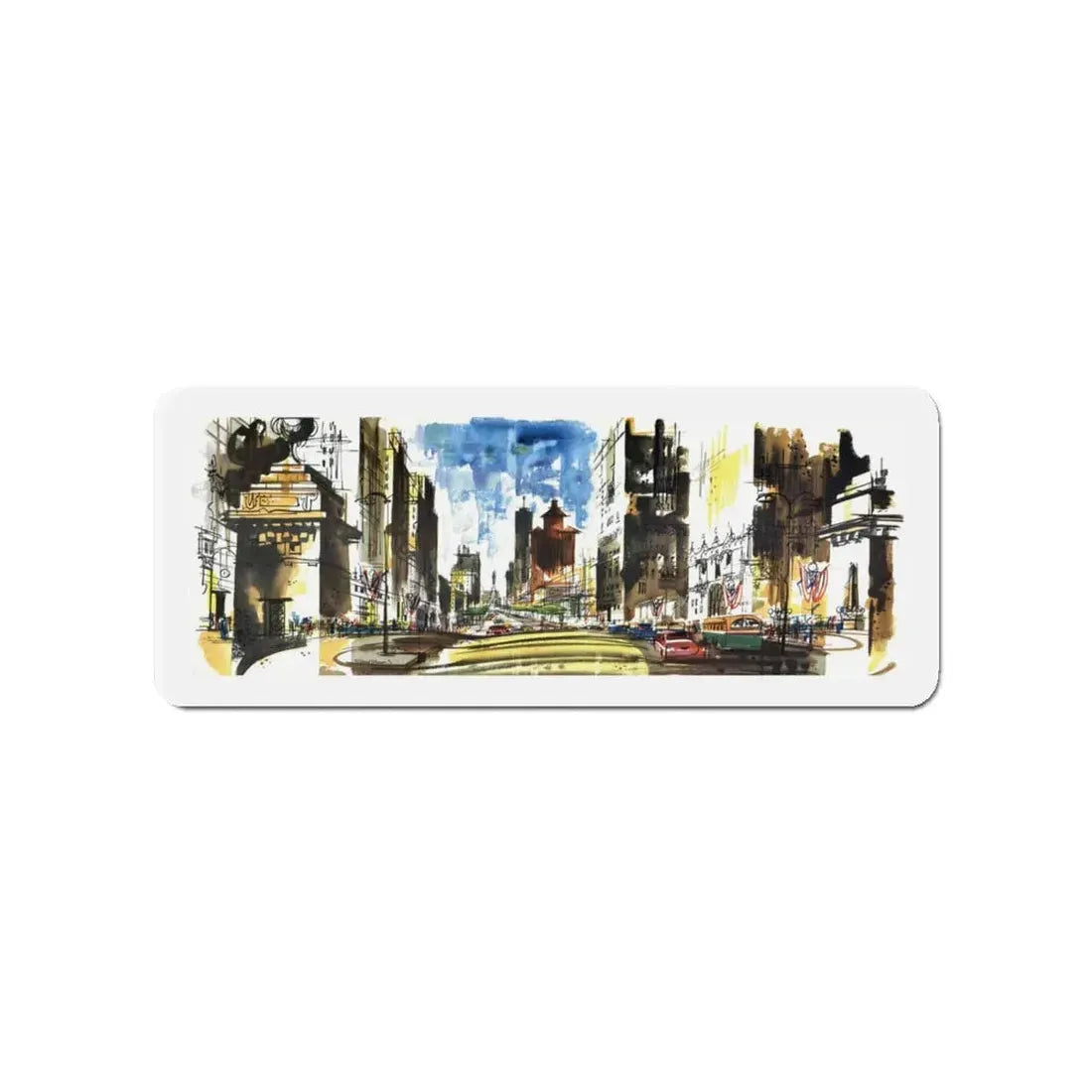 Michigan Avenue North of the Bridg (Magazine Illustration) Refrigerator Magnet - The Sticker Space