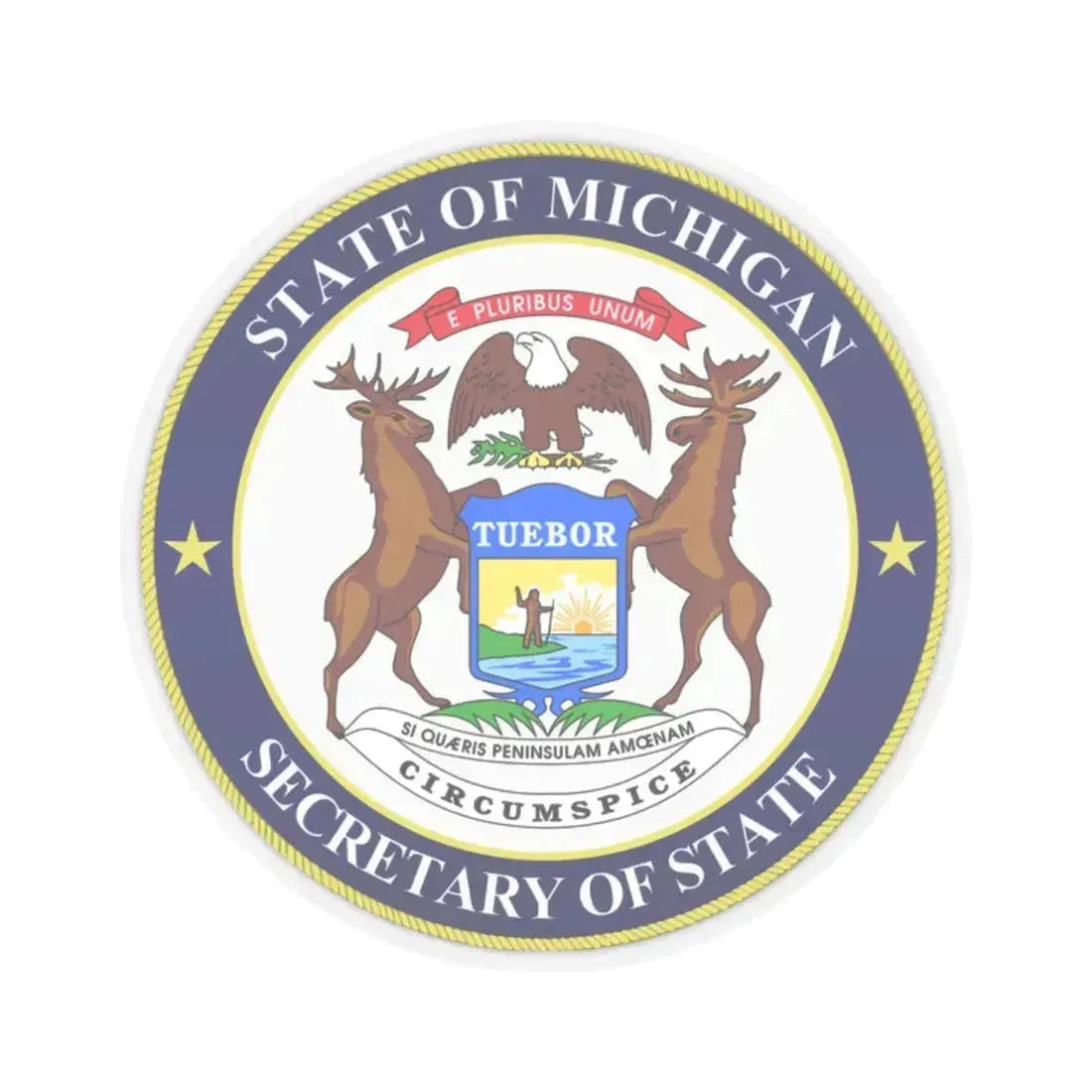 Michigan Secretary of State - STICKER Vinyl Kiss-Cut Decal 2 Inch Transparent - The Sticker Space