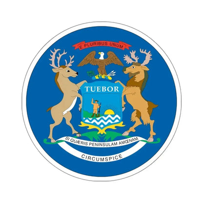 Michigan State Seal NARA - STICKER Vinyl Kiss-Cut Decal 6 Inch White - The Sticker Space