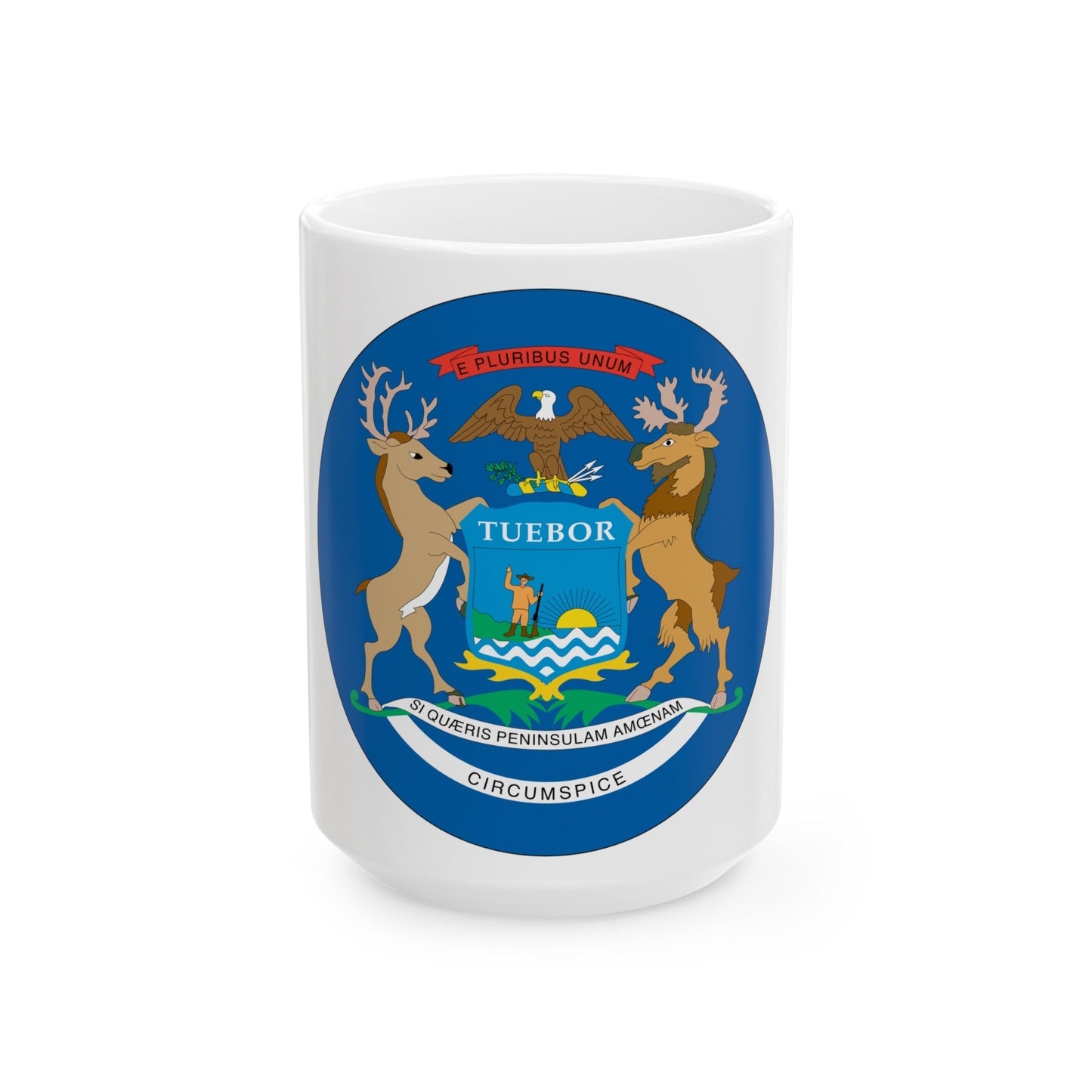 Michigan State Seal NARA - White Coffee Mug-15oz-The Sticker Space