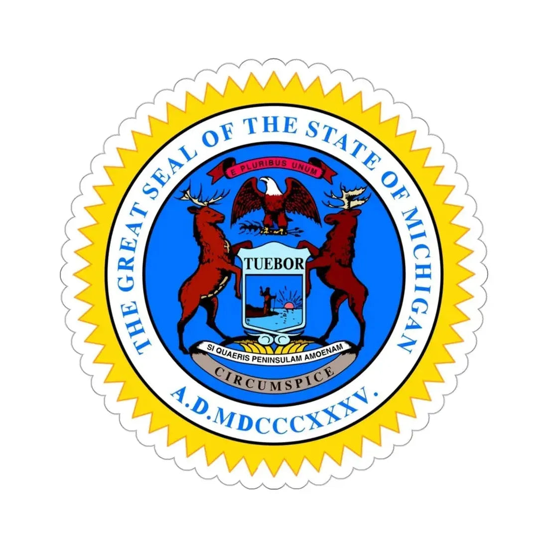 Michigan State Seal STICKER Vinyl Die-Cut Decal 3 Inch - The Sticker Space