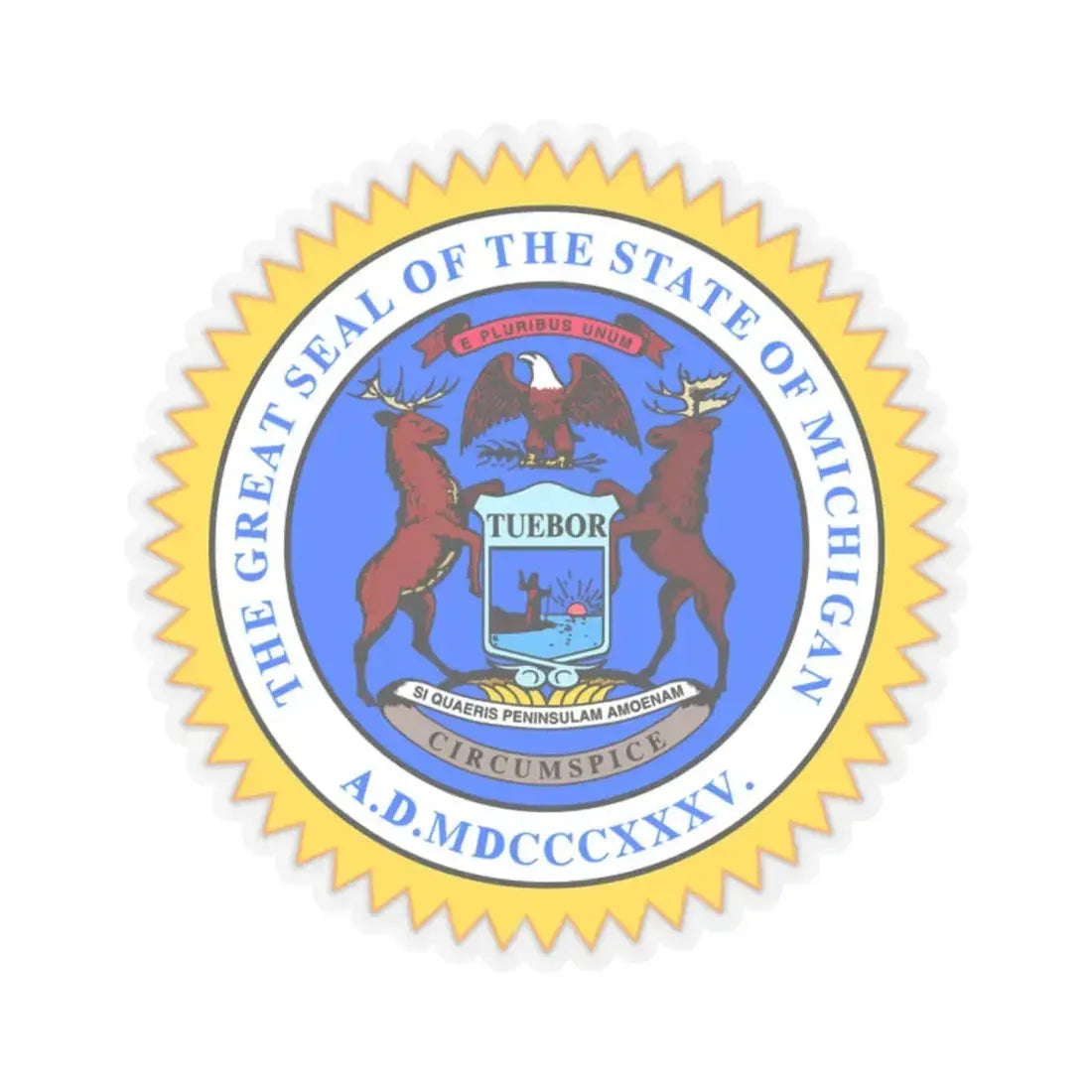 Michigan State Seal - STICKER Vinyl Kiss-Cut Decal 2 Inch Transparent - The Sticker Space