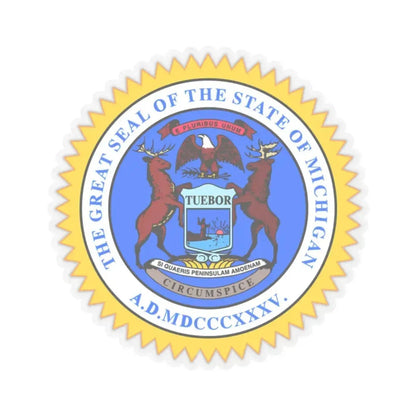 Michigan State Seal - STICKER Vinyl Kiss-Cut Decal 2 Inch Transparent - The Sticker Space