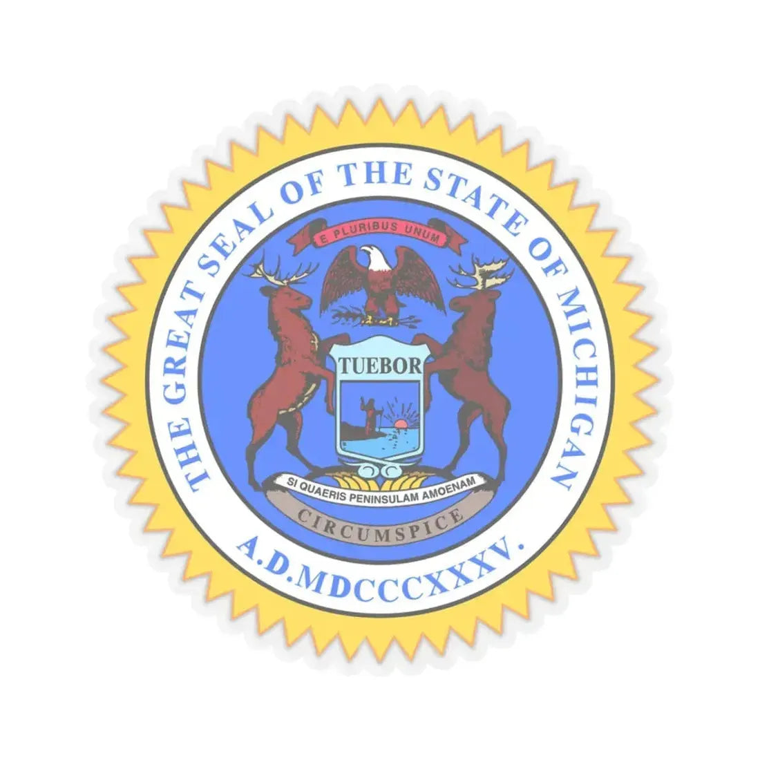 Michigan State Seal - STICKER Vinyl Kiss-Cut Decal 3 Inch Transparent - The Sticker Space