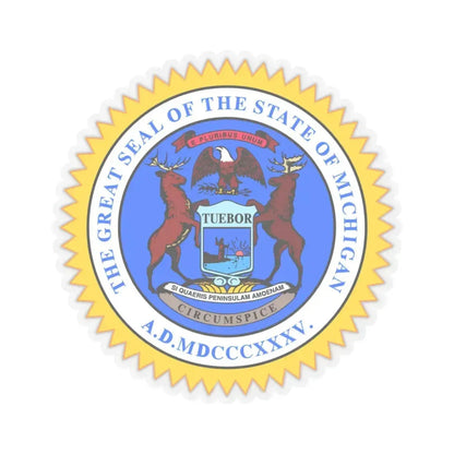 Michigan State Seal - STICKER Vinyl Kiss-Cut Decal 3 Inch Transparent - The Sticker Space