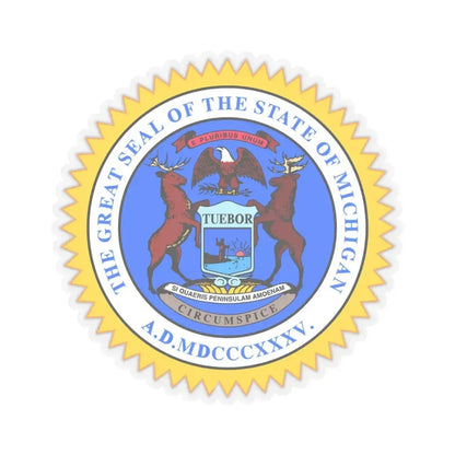 Michigan State Seal - STICKER Vinyl Kiss-Cut Decal 4 Inch Transparent - The Sticker Space
