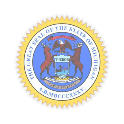 Michigan State Seal - STICKER Vinyl Kiss-Cut Decal 6 Inch Transparent - The Sticker Space