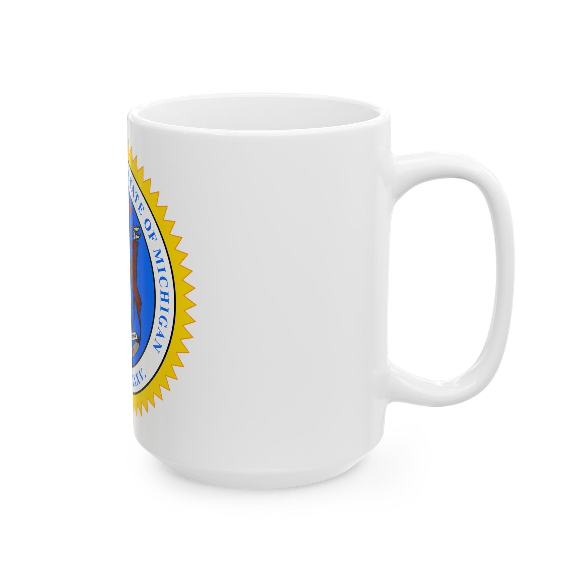 Michigan State Seal - White Coffee Mug-The Sticker Space