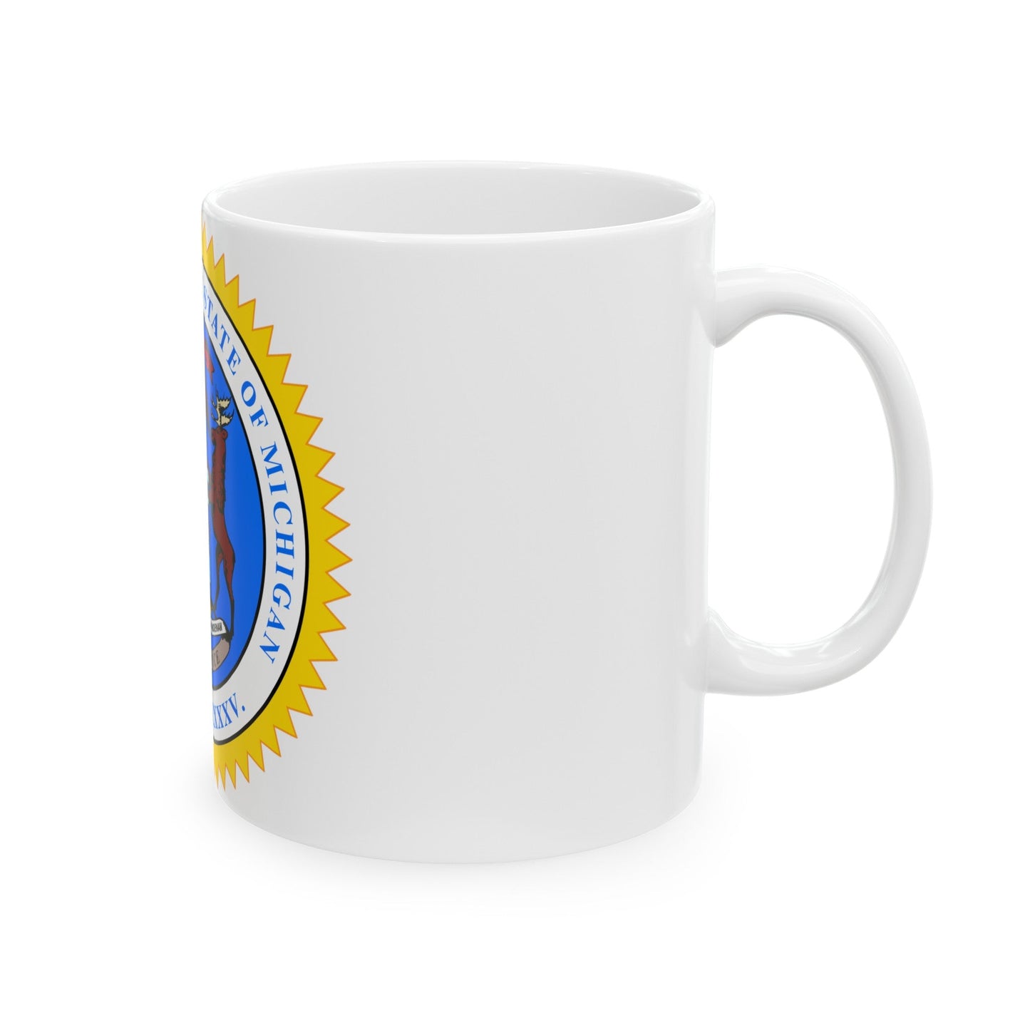 Michigan State Seal - White Coffee Mug-The Sticker Space