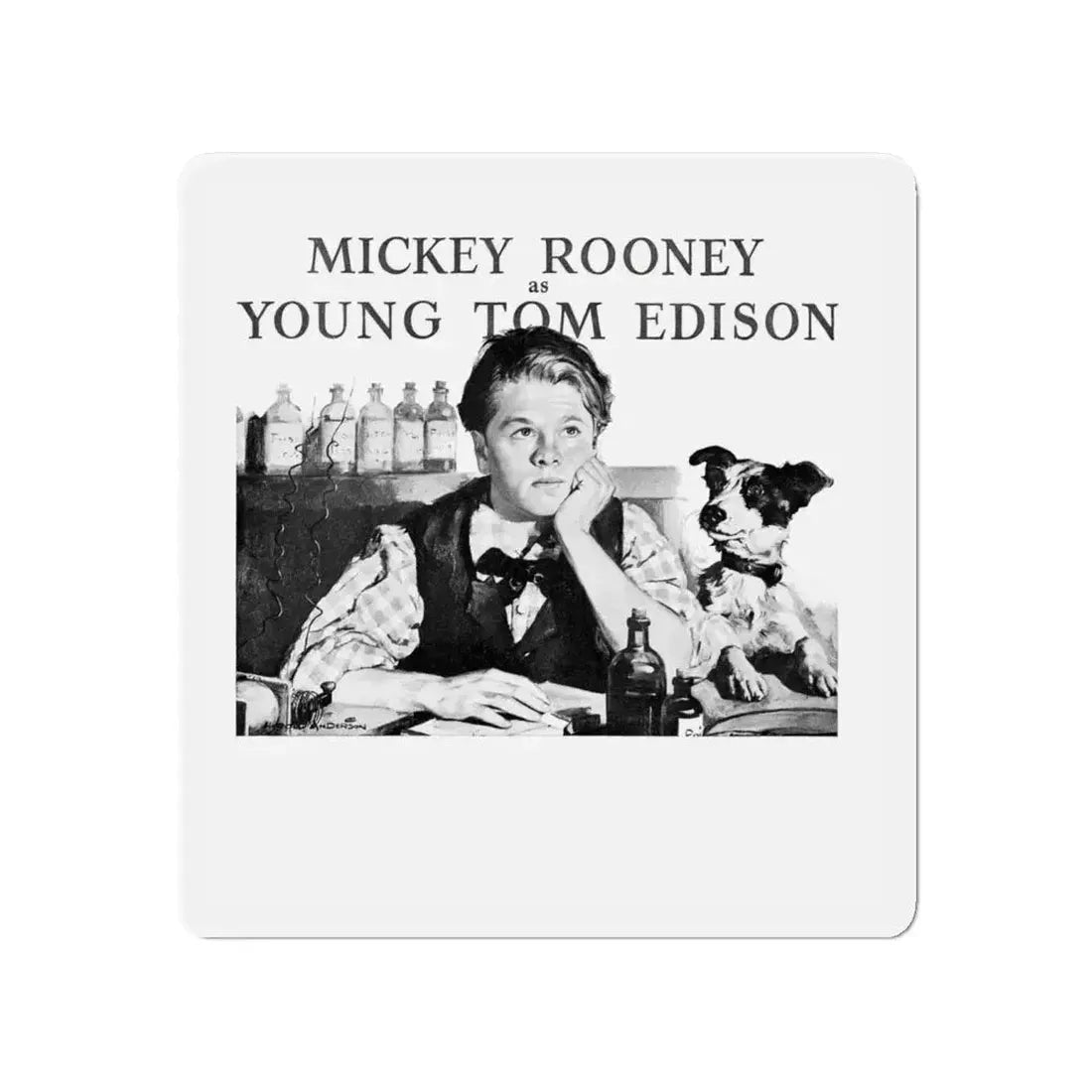Mickey Rooney as Young Tom Edison, Woman's Home Companion, April 1940 (Magazine Illustration) Refrigerator Magnet 4 Inch - The Sticker Space