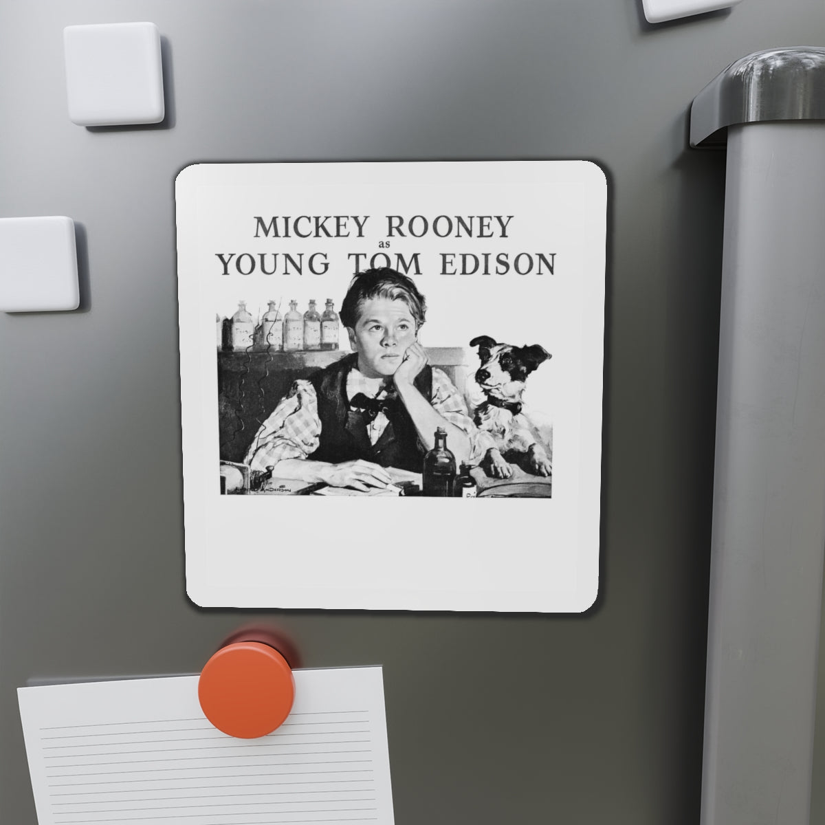 Mickey Rooney as Young Tom Edison, Woman's Home Companion, April 1940 (Magazine Illustration) Refrigerator Magnet